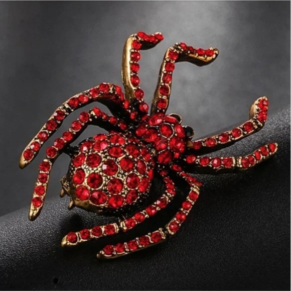 Spider Crystal Rhinestone Brooch - Picture 15 of 16